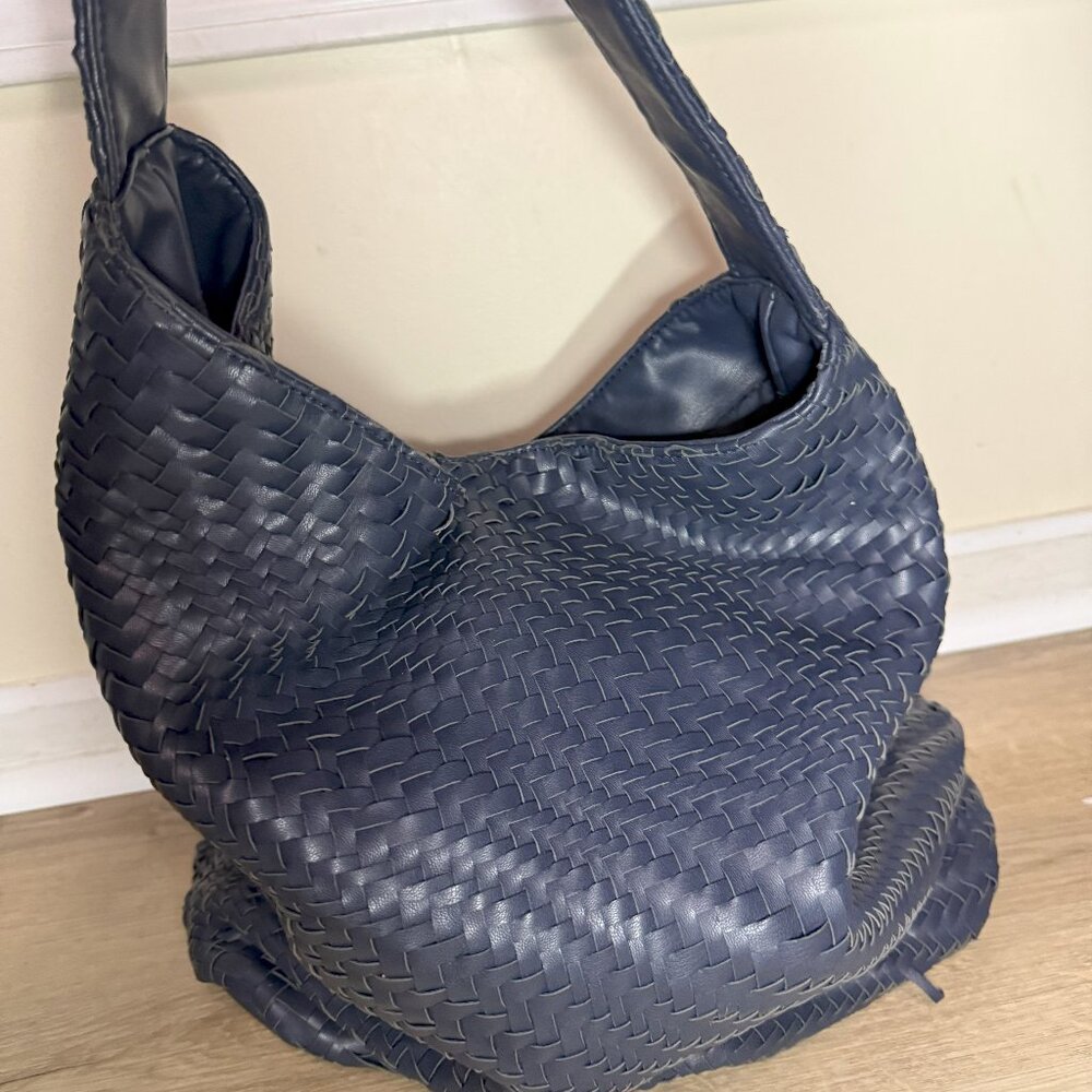 Anthropologie Woven Dark Navy Vintage Purse | Very Good